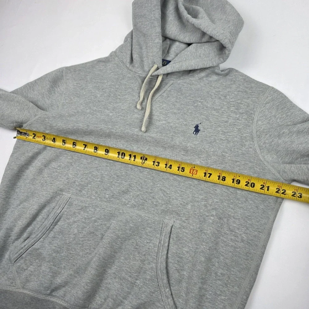 Polo Ralph Lauren Hoodie Mens Medium Gray Fleece Pullover Sweatshirt Logo